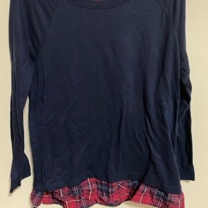 Navy blue with a flannel bottom.